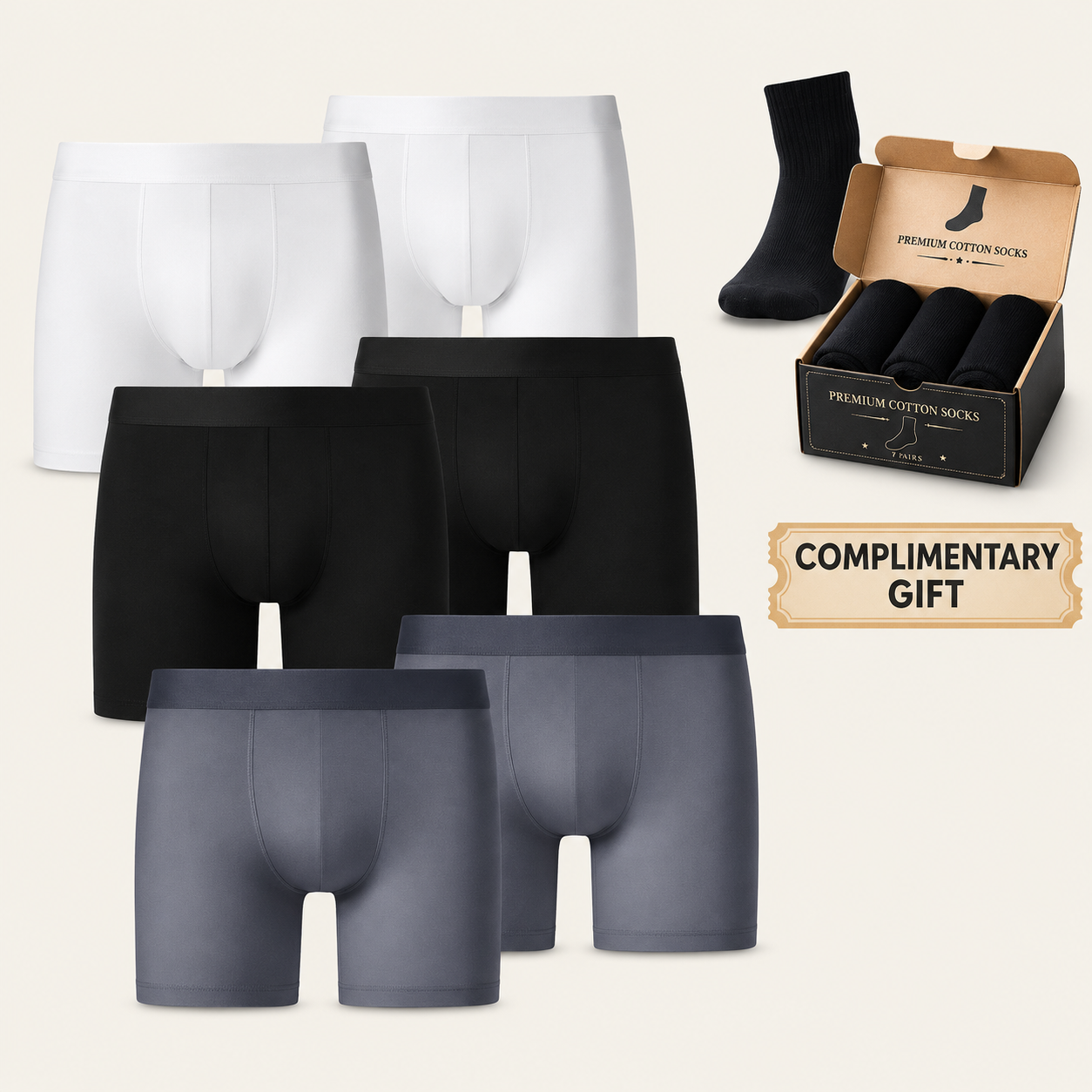 Buy 3, Get 6 Boxer Briefs + Free Socks